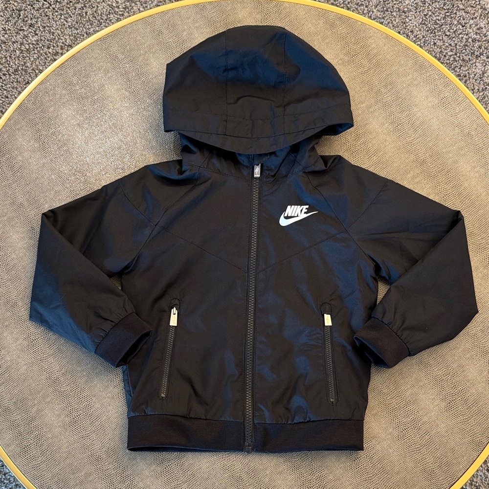 Nike Kids Black Full-Zip Hooded Windbreaker Jacket | Boys 3T - Picture 2 of 6